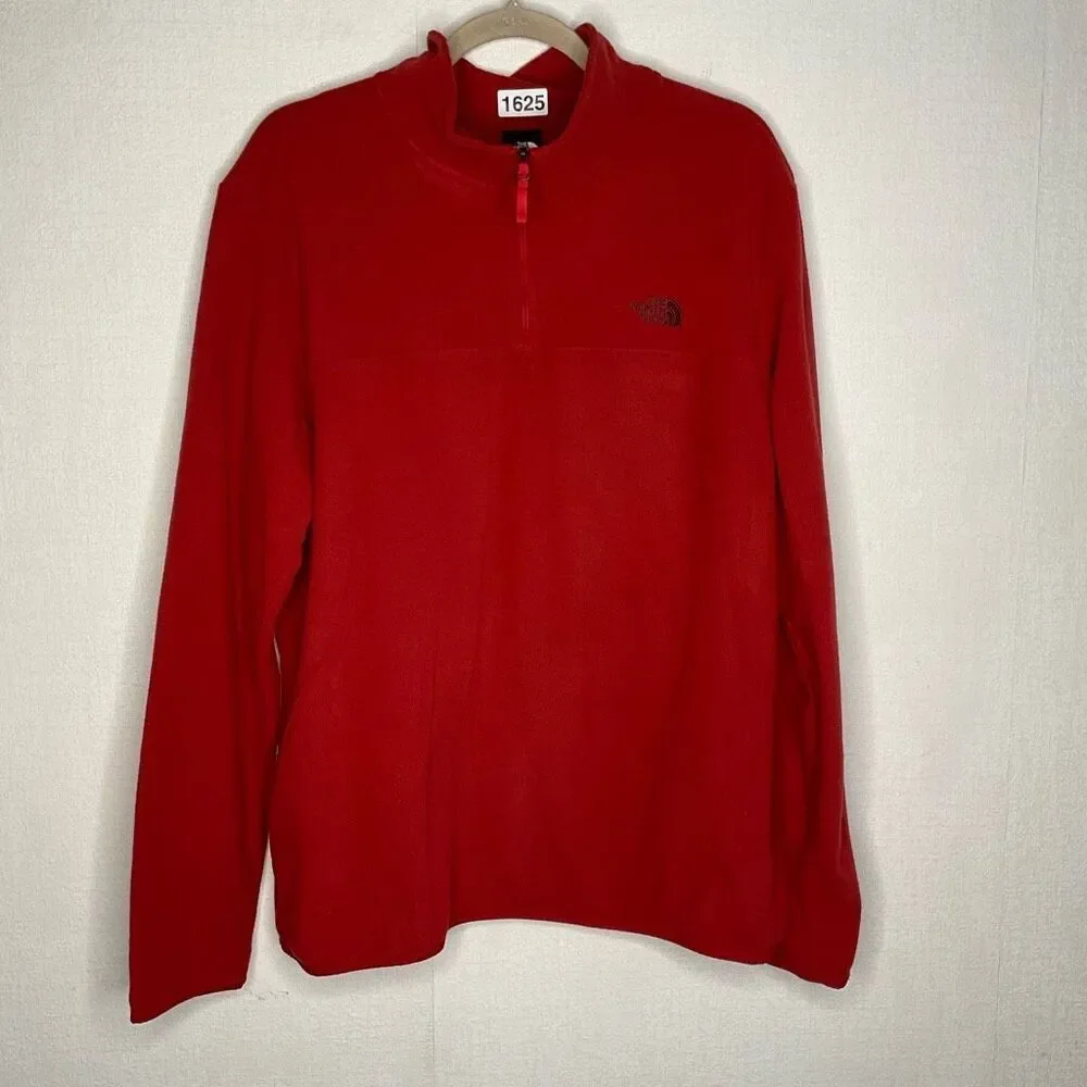 North Face Jacket Mens Large‎ Red Fleece 1/4 Zip Mock Neck Pullover Lightweight
